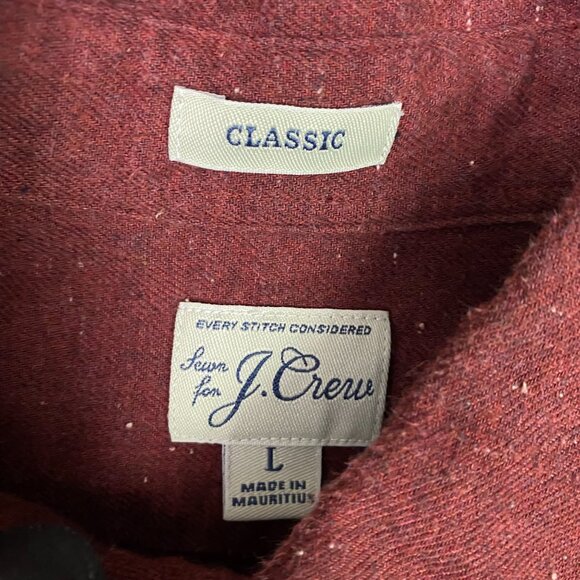 J. CREW Neppy Twill Shirt Men's Large Cranberry Red Brushed Flannel Button Down - Picture 8 of 16